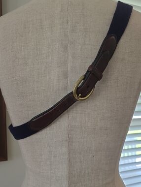 Brighton Navy and Brown Leather Belt with Brass Buckle